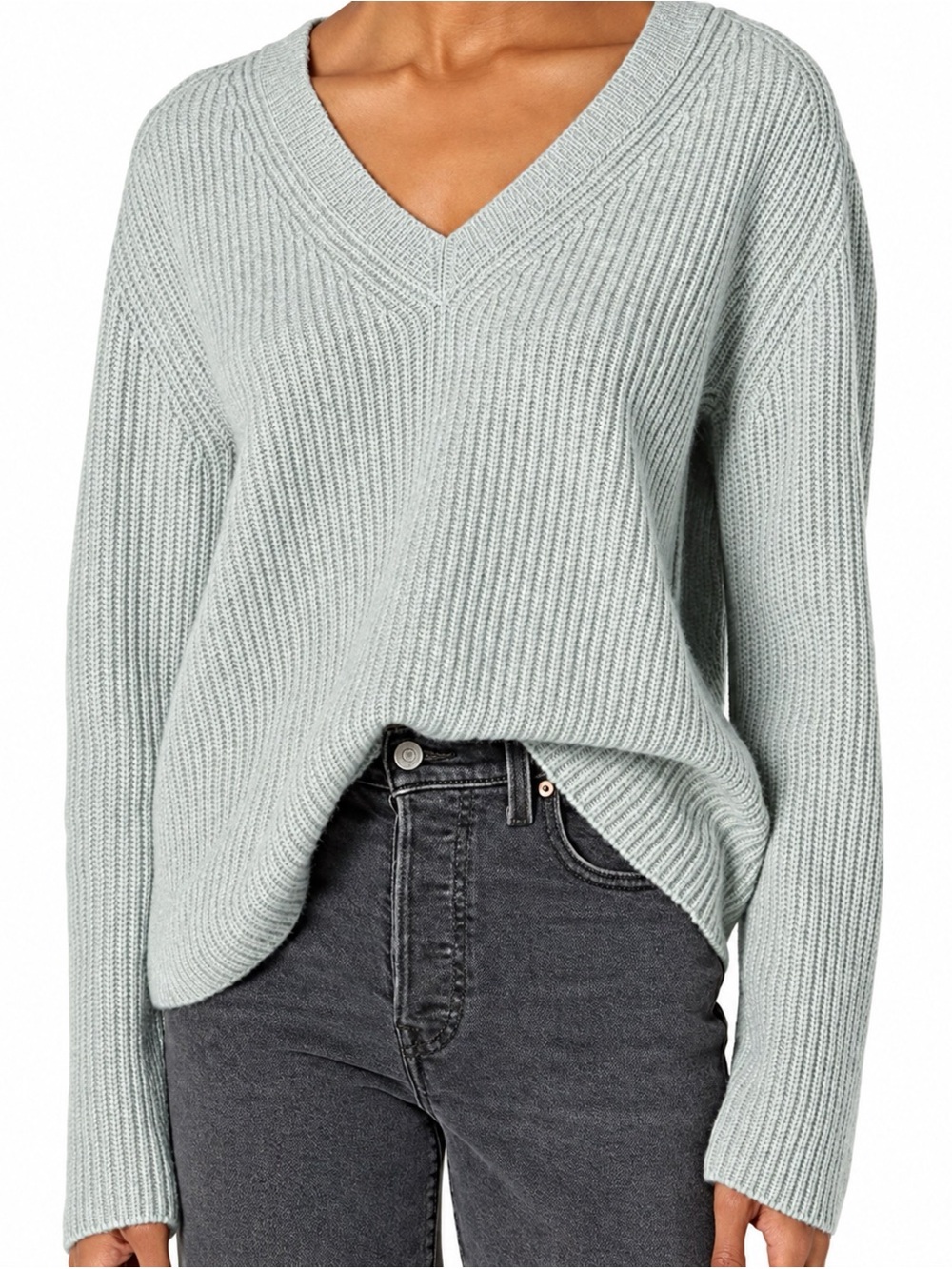 Vince 100% Cashmere Shaker V Neck Sweater Sz Large